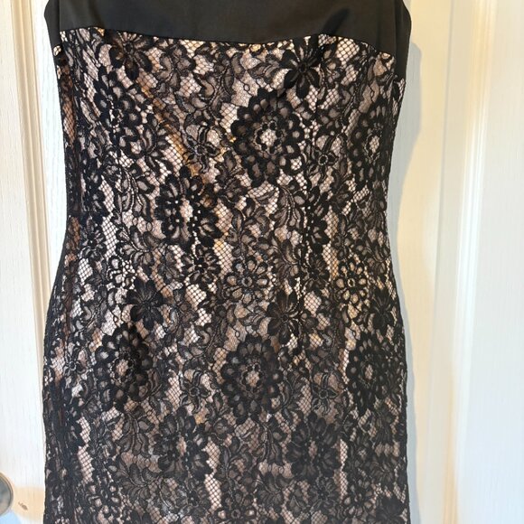 90s sz 8 Black Lace Mini Dress Laundry by Shelli Segal - Picture 4 of 7